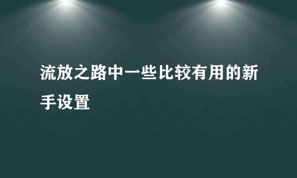 流放之路中一些比较有用的新手设置