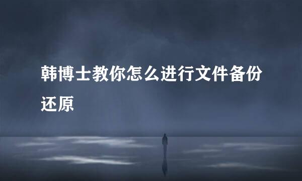韩博士教你怎么进行文件备份还原