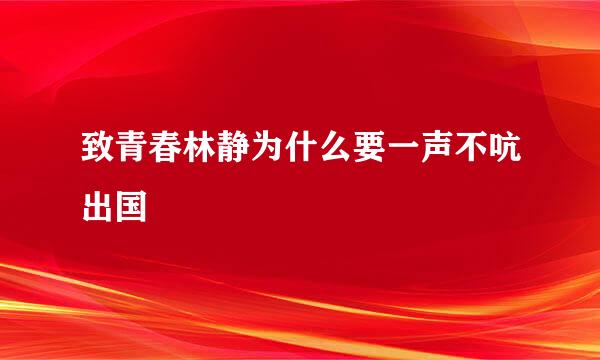 致青春林静为什么要一声不吭出国