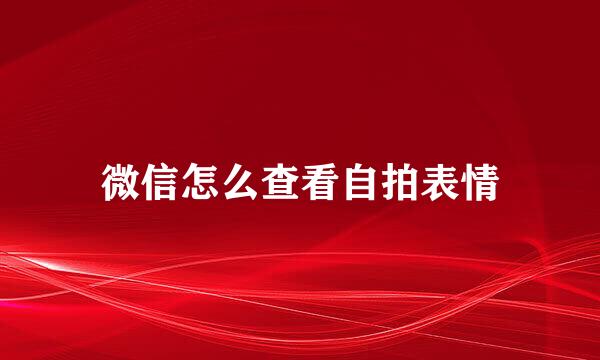 微信怎么查看自拍表情