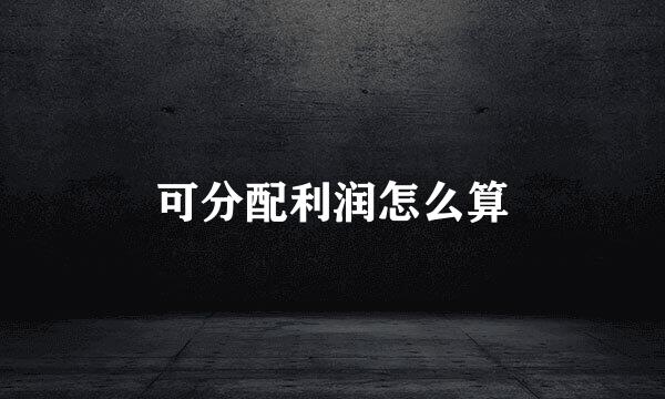 可分配利润怎么算