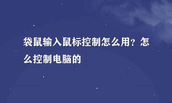 袋鼠输入鼠标控制怎么用？怎么控制电脑的