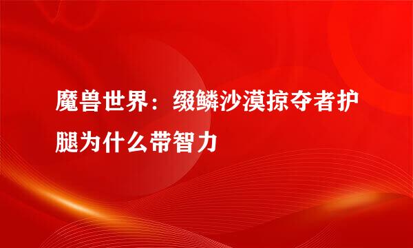 魔兽世界：缀鳞沙漠掠夺者护腿为什么带智力