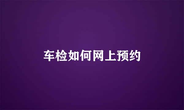 车检如何网上预约