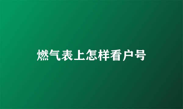 燃气表上怎样看户号