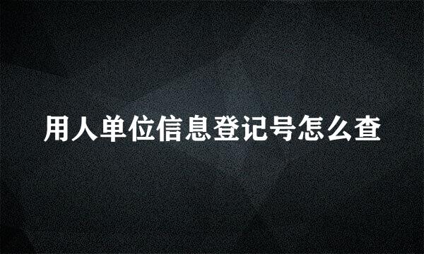 用人单位信息登记号怎么查