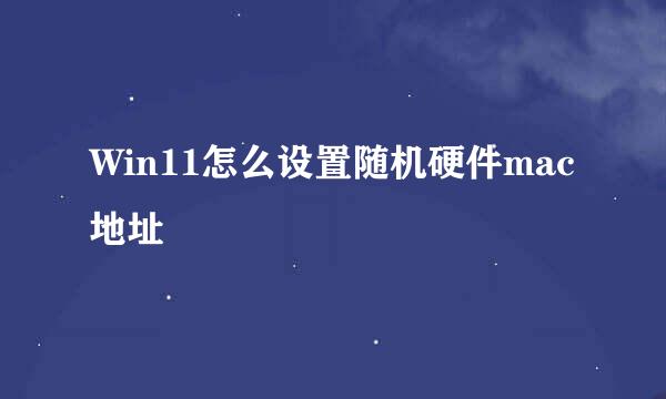 Win11怎么设置随机硬件mac地址