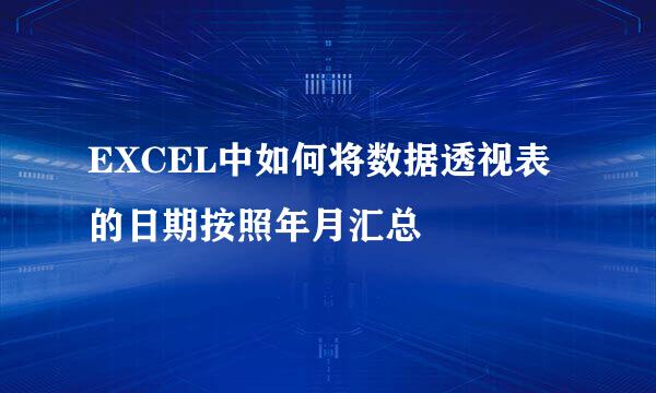 EXCEL中如何将数据透视表的日期按照年月汇总