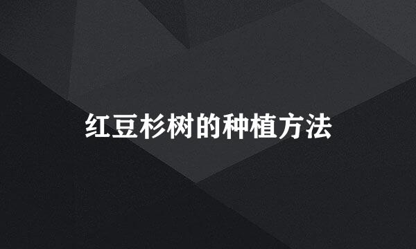 红豆杉树的种植方法