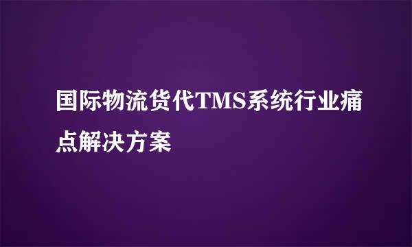 国际物流货代TMS系统行业痛点解决方案