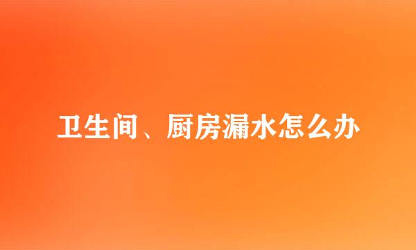 卫生间、厨房漏水怎么办