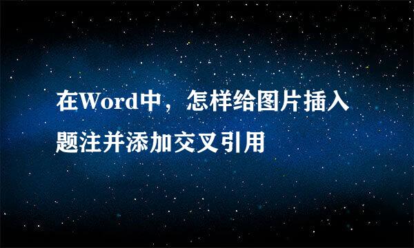 在Word中，怎样给图片插入题注并添加交叉引用