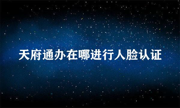 天府通办在哪进行人脸认证