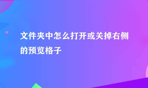 文件夹中怎么打开或关掉右侧的预览格子
