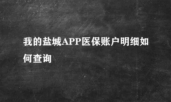 我的盐城APP医保账户明细如何查询