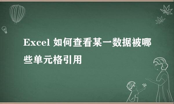 Excel 如何查看某一数据被哪些单元格引用