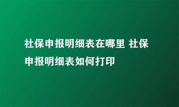 社保申报明细表在哪里 社保申报明细表如何打印