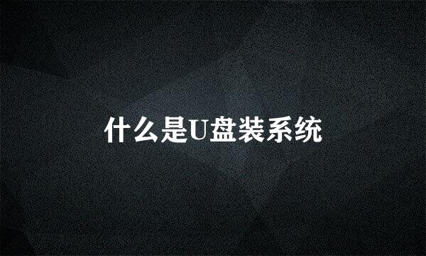 什么是U盘装系统
