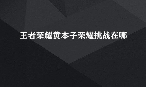 王者荣耀黄本子荣耀挑战在哪