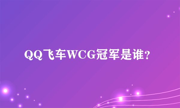 QQ飞车WCG冠军是谁？