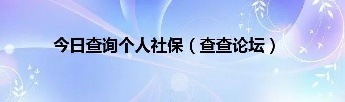今日查询个人社保（查查论坛）
