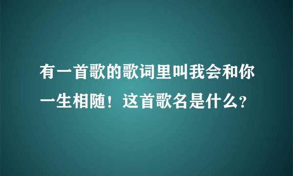 有一首歌的歌词里叫我会和你一生相随！这首歌名是什么？