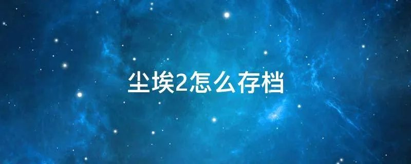 尘埃2怎么存档