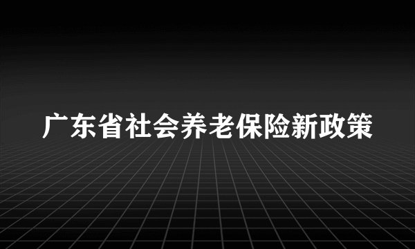 广东省社会养老保险新政策