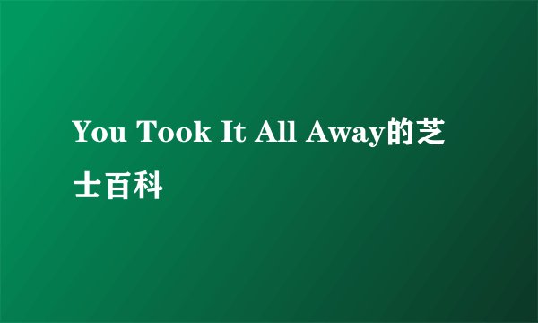 You Took It All Away的芝士百科