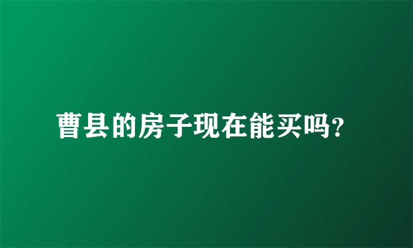 曹县的房子现在能买吗？