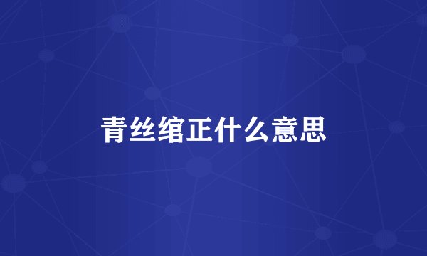 青丝绾正什么意思