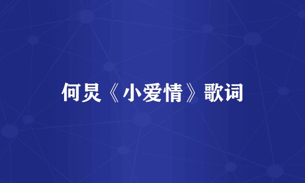 何炅《小爱情》歌词