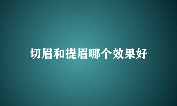 切眉和提眉哪个效果好
