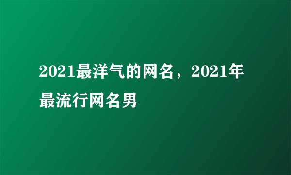 2021最洋气的网名，2021年最流行网名男