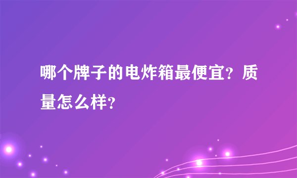 哪个牌子的电炸箱最便宜？质量怎么样？