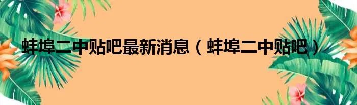 蚌埠二中贴吧最新消息（蚌埠二中贴吧）