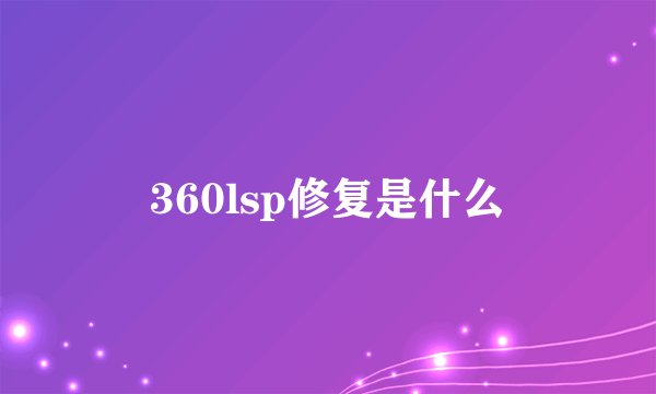 360lsp修复是什么