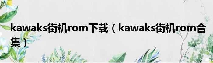 kawaks街机rom下载（kawaks街机rom合集）