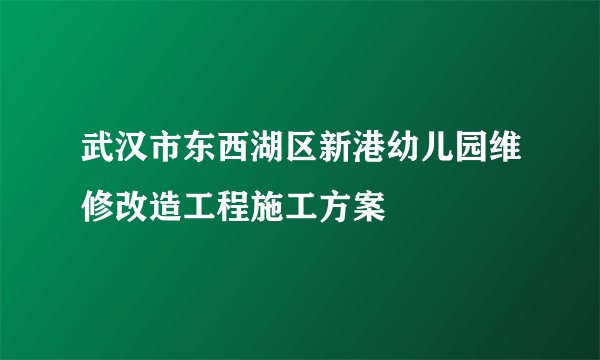 武汉市东西湖区新港幼儿园维修改造工程施工方案