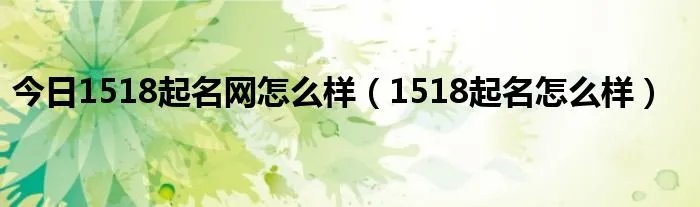 今日1518起名网怎么样（1518起名怎么样）