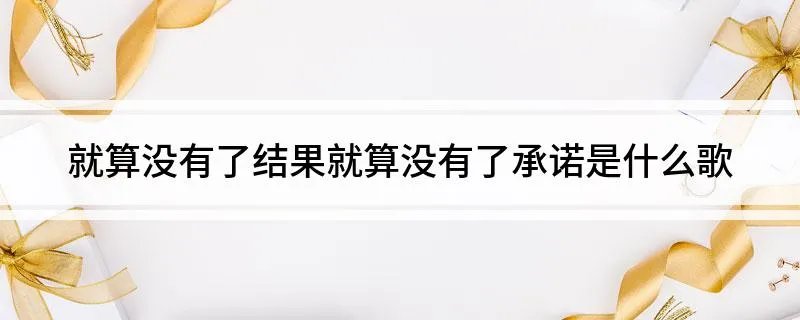 就算没有了结果就算没有了承诺是什么歌