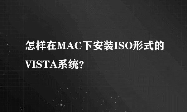 怎样在MAC下安装ISO形式的VISTA系统？