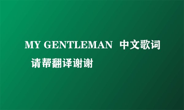 MY GENTLEMAN  中文歌词  请帮翻译谢谢