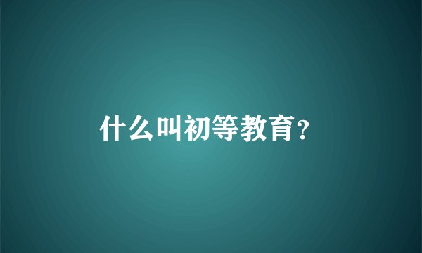 什么叫初等教育？