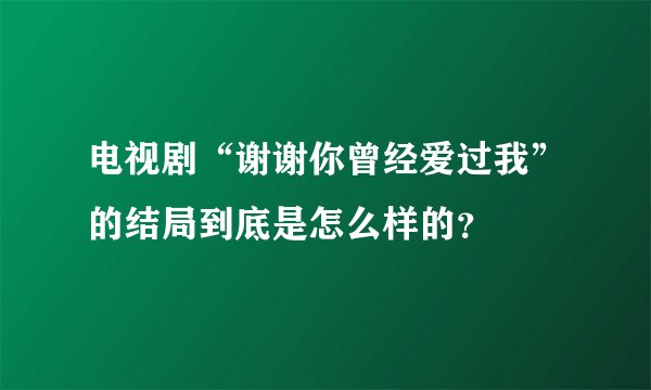 电视剧“谢谢你曾经爱过我”的结局到底是怎么样的？