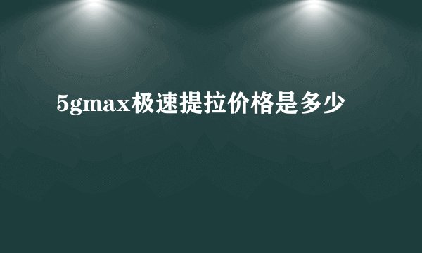 5gmax极速提拉价格是多少