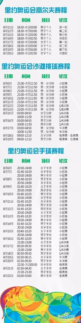 里约奥运会赛程安排 里约奥运会比赛项目时间表