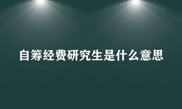 自筹经费研究生是什么意思
