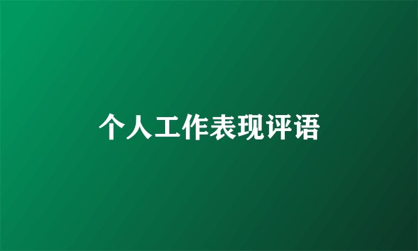 个人工作表现评语