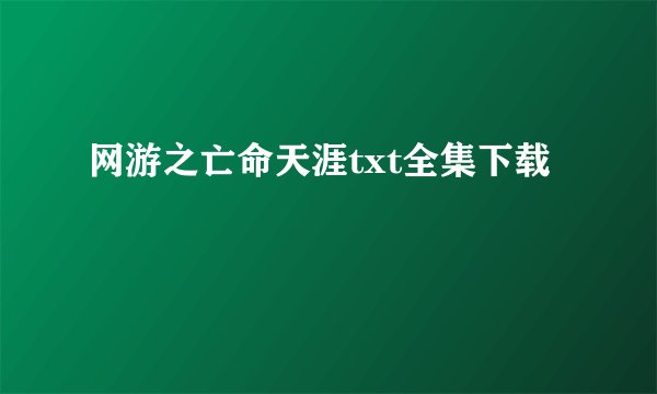 网游之亡命天涯txt全集下载